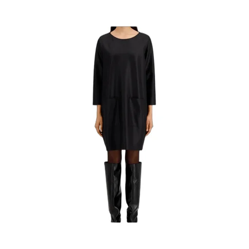 Geometric Dress With Pockets Light Pressed Wool