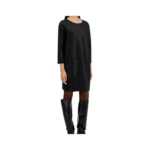 Geometric Dress With Pockets Light Pressed Wool