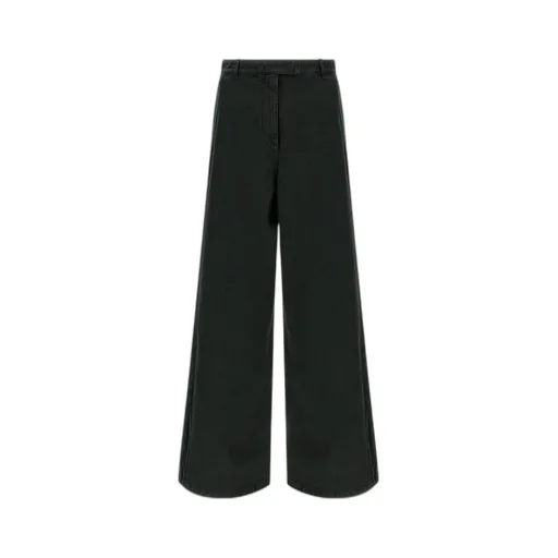 Dries Van Noten Wide-Leg Velvet Insert Jeans
