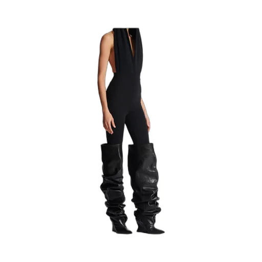 Draped Bodysuit With Hood