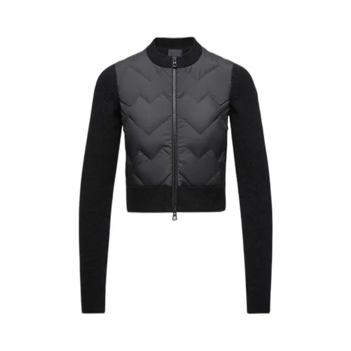 Padded Wool Blend Zip-Up Cardigan