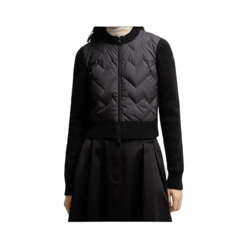 Padded Wool Blend Zip-Up Cardigan