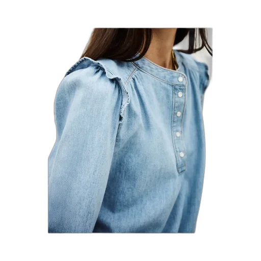 Long-Sleeved Denim Blouse