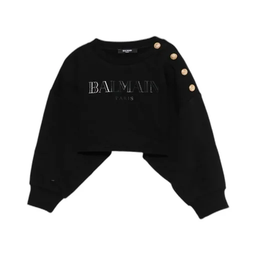 Logo-Print Button-Detail Sweatshirt