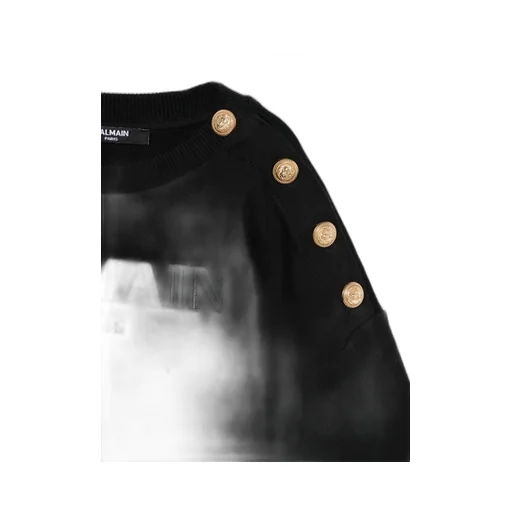 Logo-Print Button-Detail Sweatshirt