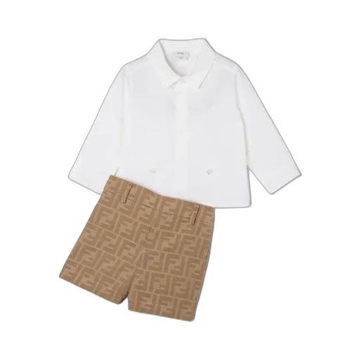White And Caramel Baby Double Onesie