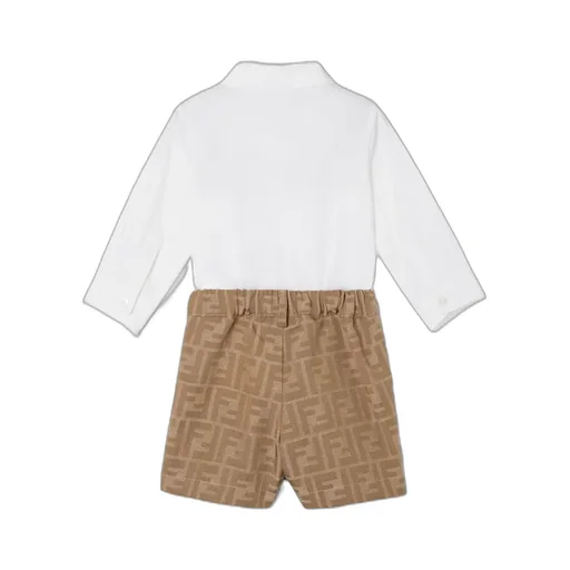 White And Caramel Baby Double Onesie