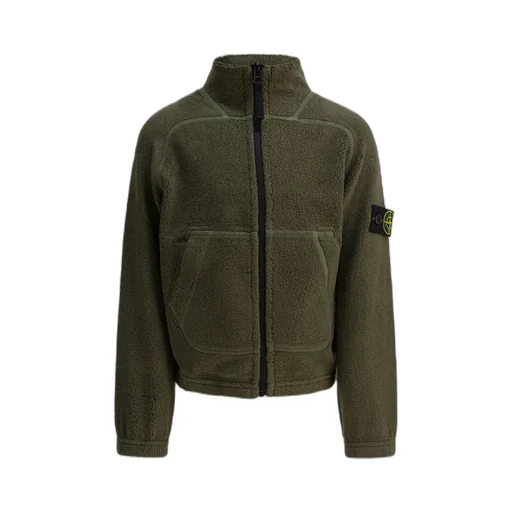 Stone Island Junior Zip-Up Mock Neck Sweatshirt