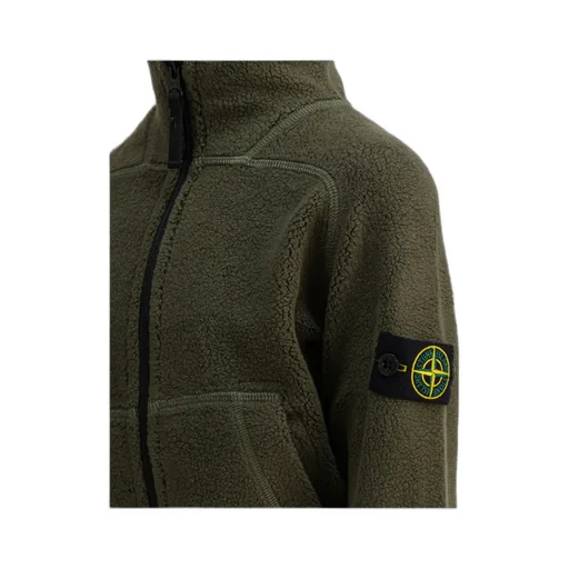 Stone Island Junior Zip-Up Mock Neck Sweatshirt