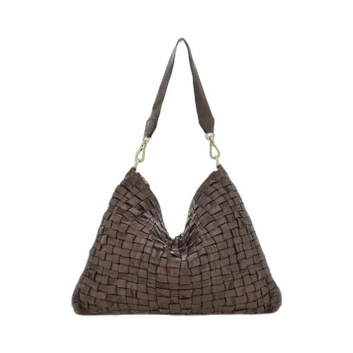 Zip-Fastening Leather Shoulder Bag