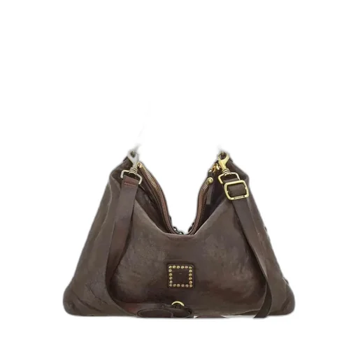 Zip-Fastening Leather Shoulder Bag