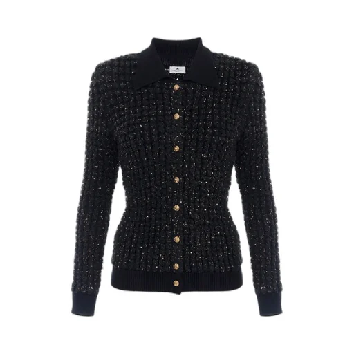 Sequin-Embellished Bouclé Cardigan