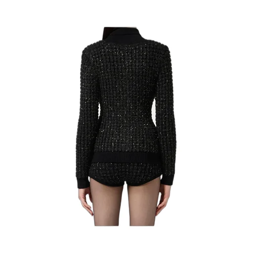 Sequin-Embellished Bouclé Cardigan