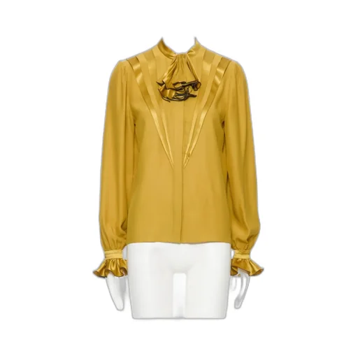 Valentino Ruffled Pleated Long-Sleeved Blouse