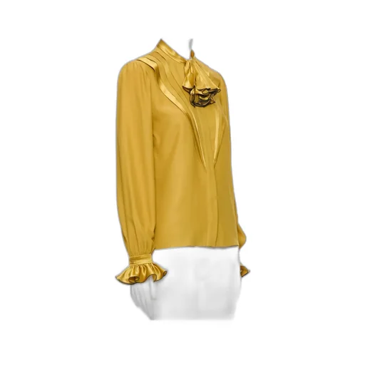 Valentino Ruffled Pleated Long-Sleeved Blouse