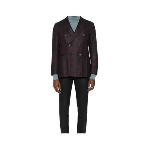 Double-Breasted Checked Jacket