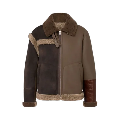 Shearling-Trimmed Leather Jacket