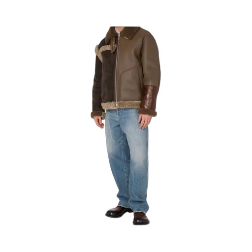 Shearling-Trimmed Leather Jacket