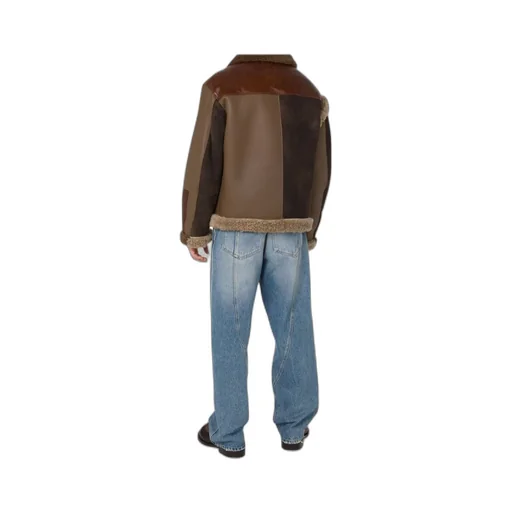 Shearling-Trimmed Leather Jacket