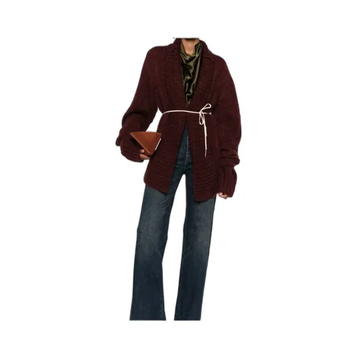 Lace-Up Cardigan Sweater