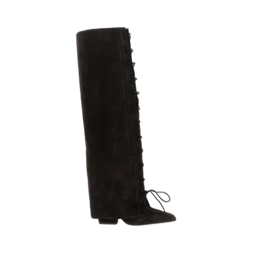 Paris Texas Jane Fold Over Lace-Up Boots