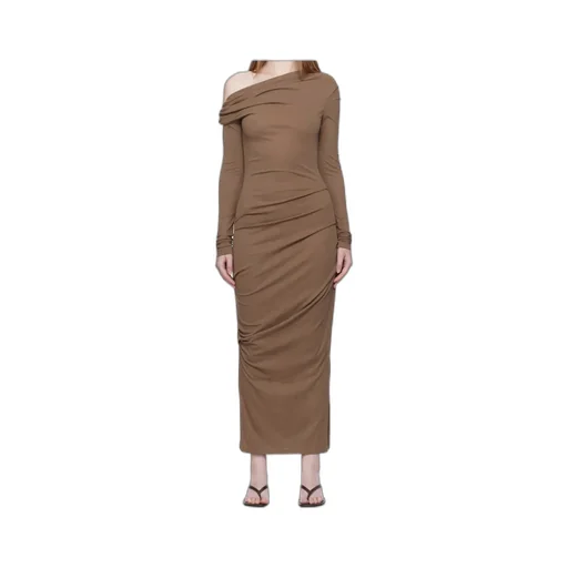 Manahou One-Shoulder Draped Dress