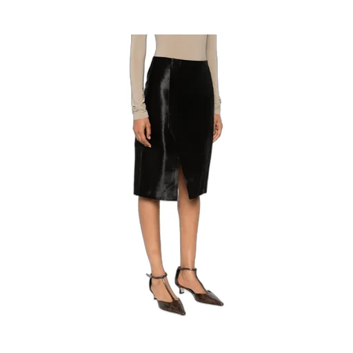 Side-Split Calf-Hair Skirt