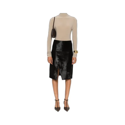 Side-Split Calf-Hair Skirt