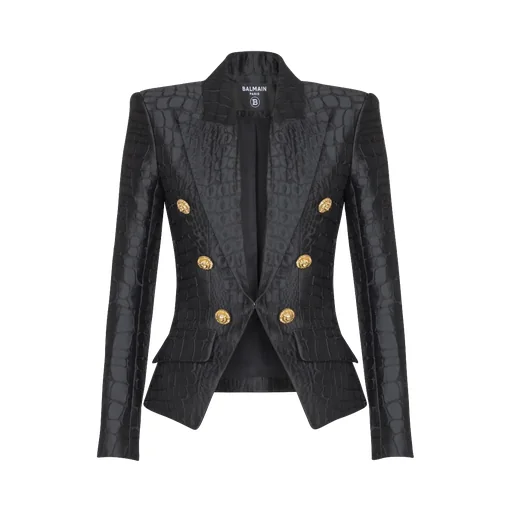 6-Buttons Jacket In Crocodile Jacquard