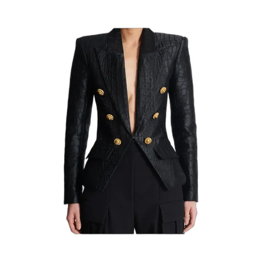 6-Buttons Jacket In Crocodile Jacquard