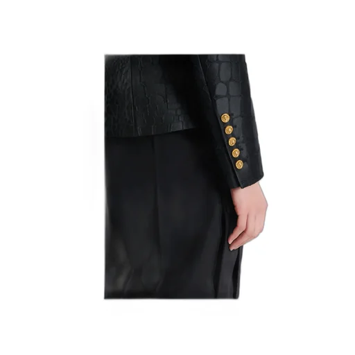 6-Buttons Jacket In Crocodile Jacquard