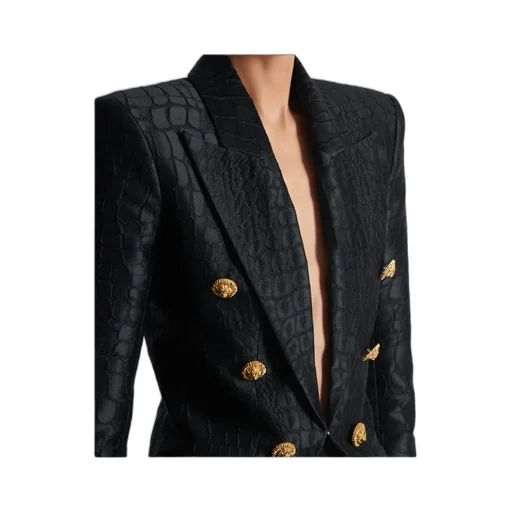 6-Buttons Jacket In Crocodile Jacquard