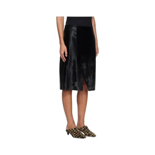 Myra Asymmetrical Pony-Effect Leather Midi Skirt