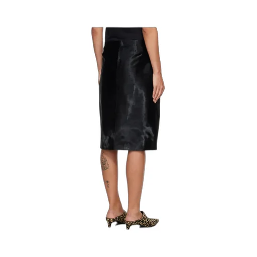 Myra Asymmetrical Pony-Effect Leather Midi Skirt