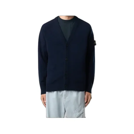 Cardigan With Reverse Stitch Details And Button Fastening
