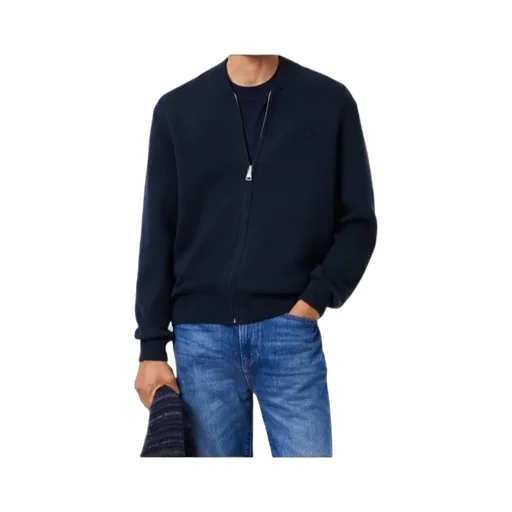 Lacoste Logo Patch Zip-Up Cardigan