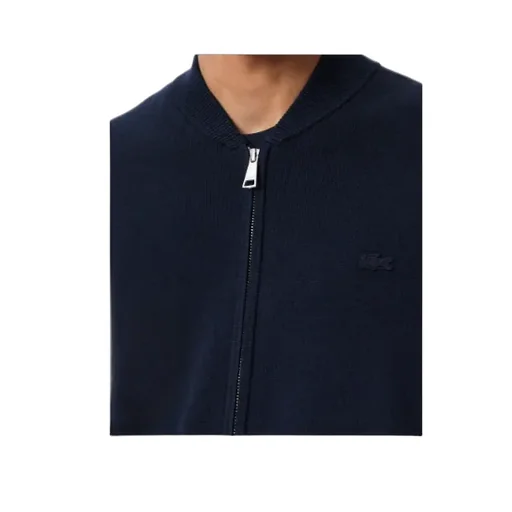 Lacoste Logo Patch Zip-Up Cardigan