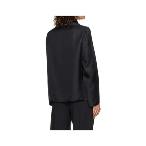 Drawstring-Neck Long-Sleeved Blouse