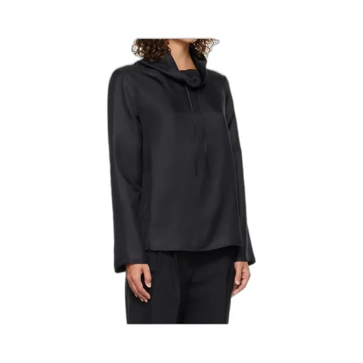 Drawstring-Neck Long-Sleeved Blouse