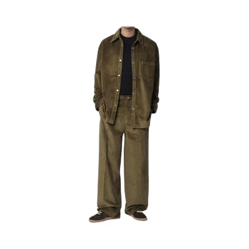 Ami Paris Logo Patch Corduroy Shirt