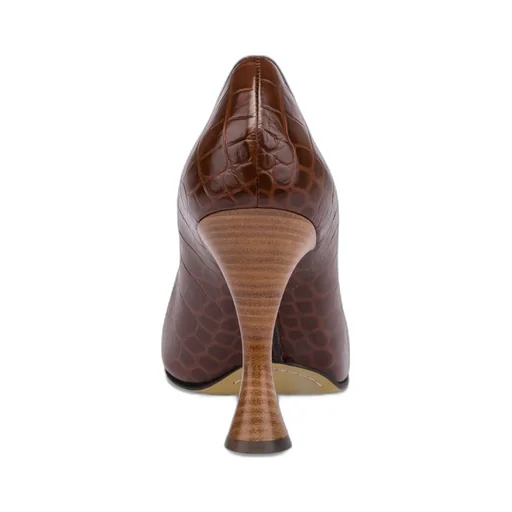 Crocodile-Embossed Square-Toe Pumps