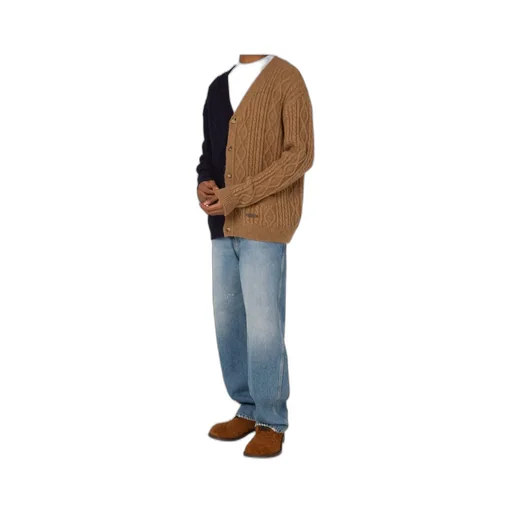 Cable-Knit Two-Tone Cardigan