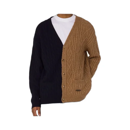 Cable-Knit Two-Tone Cardigan