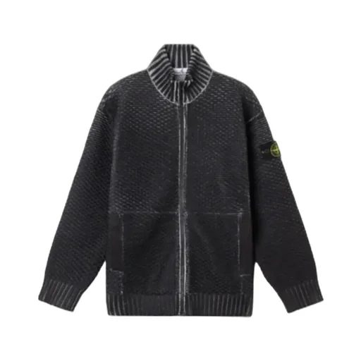 Stone Island Logo Patch Zip-Up Jumper