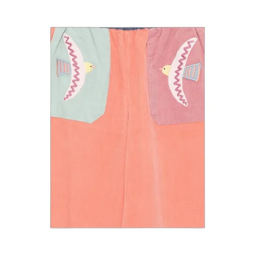 Bird-Embroidered Corduroy Trousers