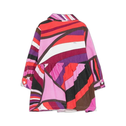 Fuchsia Dress For Baby Girl With Marble Print