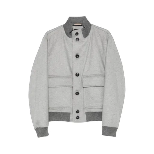 Button-Fastening Pocket Bomber Jacket
