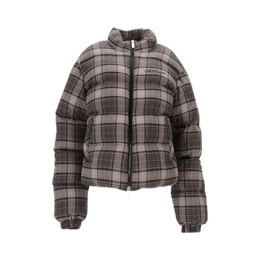 Off-White Tartan Zip-Up Down Jacket