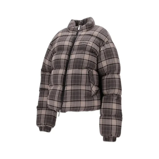 Off-White Tartan Zip-Up Down Jacket