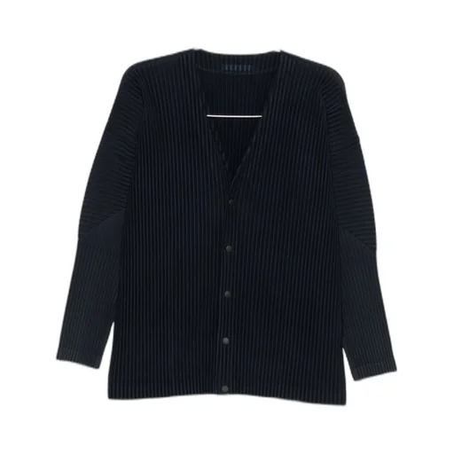 Homme Pliss Issey Miyake Pleated V-Neck Cardigan